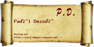 Paál Dezső névjegykártya